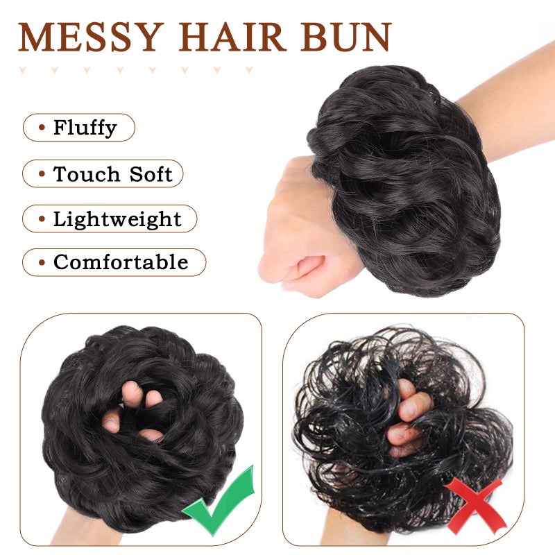 MORICA Messy Hair Bun Hair Scrunchies Extension Curly Wavy Messy Bun Hair Synthetic Chignon Hairpieces for Women(2#) - Image 4
